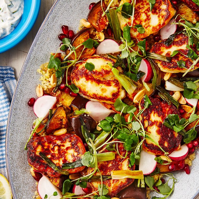 Aubergine, Harissa And Halloumi Salad