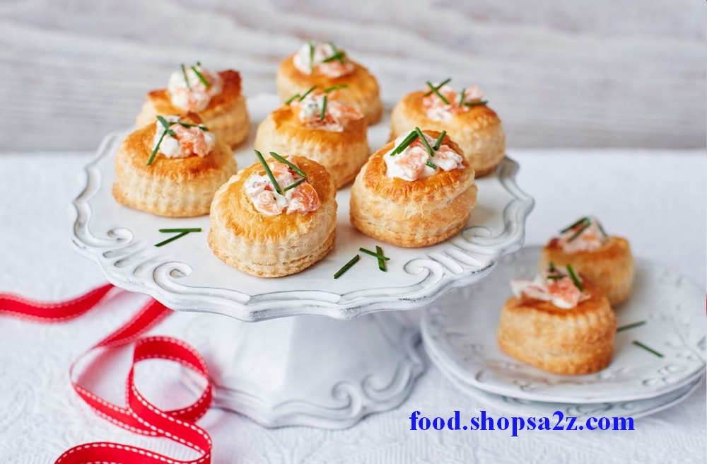 Smoked salmon and chive vol au vents